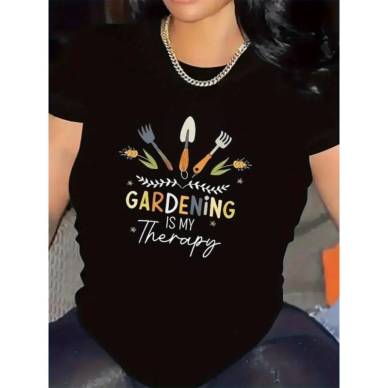 

Short Sleeve T-Shirt for Gardening Enthusiasts, Durable and Comfortable, Perfect for Outdoor Activities, Features Gardening Tools Designe 4XL чорний