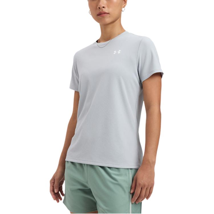 Under Armour Tech Loose Fit Crew Neck Short Sleeve T-Shirt Women Tops Modern-Gray 1389852-011
