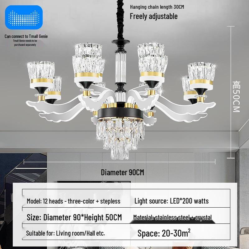 Chinese Style Luminous Crystal Chandelier: Modern Luxury Lighting for Living Rooms and Halls