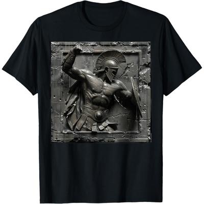Greek Spartan Warrior Bas-relief Sculpting Art Sparta T-Shirt(1)