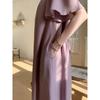 DIMANAF 2025 Summer Plus Size Dress Women Vintage Dress Basic Long Elegant Loose Casual Pleated Dress