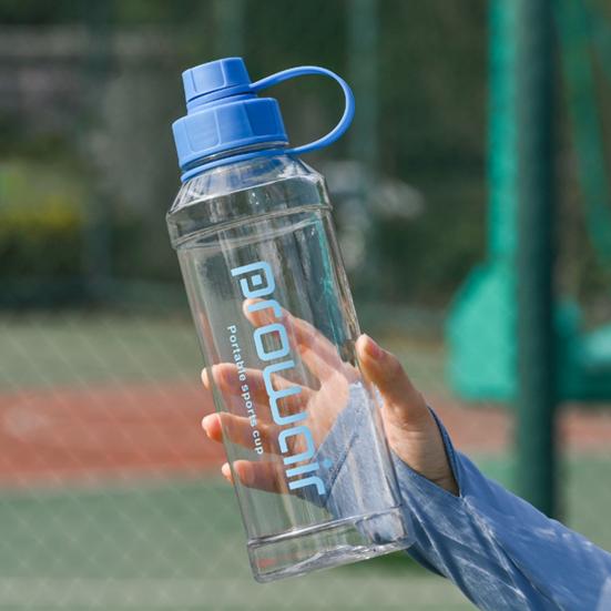 1000ml Sports Water Bottle with Handle Large Capacity Leak-proof Shaker Cup Portable Drinkware Transparent Outdoor Running Cycling Travel