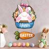 Easter Bunny Welcome Sign for Front Door and Wall Decor - Wooden Happy Easter Hanging Decoration for Home Entryway and More
