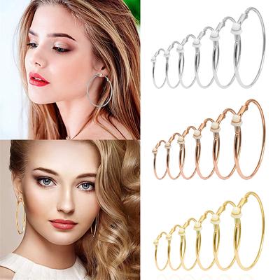 Všestranné Európske a Americké Hipsterské Veľké Kruhové Náušnice Neprepichovacie Klipy na Uši Jedinečné Dámske DJ Nightclub Veľké Kruhové Náušnice