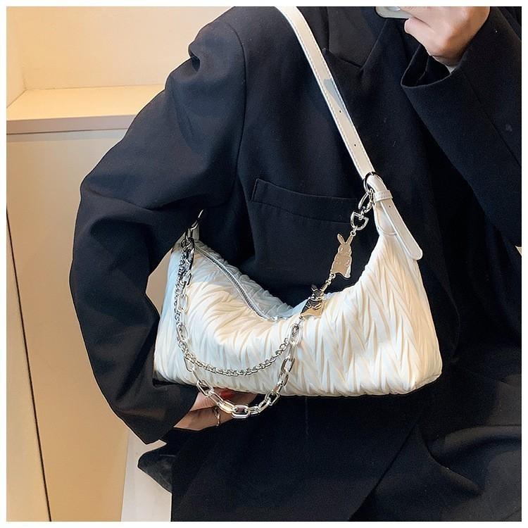 Stylish High-end Pleated Bag 2024 New Spring Summer Minimalist French Stick Bag