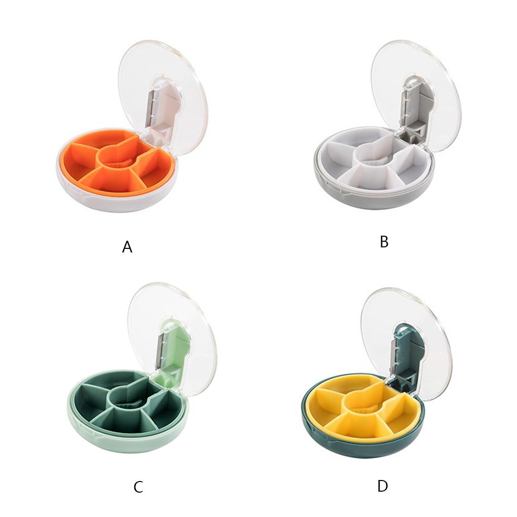 Pill Splitter Box ABS PC Resuable Stainless Steel Slicer Storaging Tablet Divider Office Business Trip Organizer Accessories