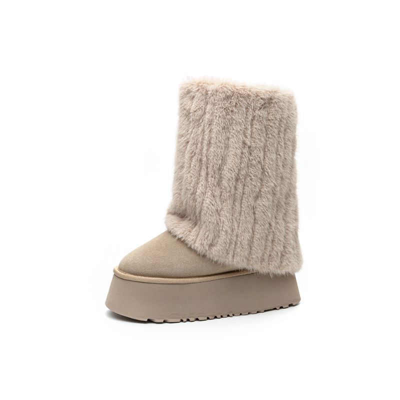 Fashion 11CM Synthetic Leather Flat Autumn Women Ankle Booties Heel Boot Ethnic ZIP Platform Fashion Winter Motorcycle Plush Shoes