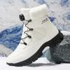 Large Size High-top Mens Cotton Shoes Snow Boots Keep Warm Plush Lining Breathable Waterproof Fabric Non-slip Soles Safe Shoe