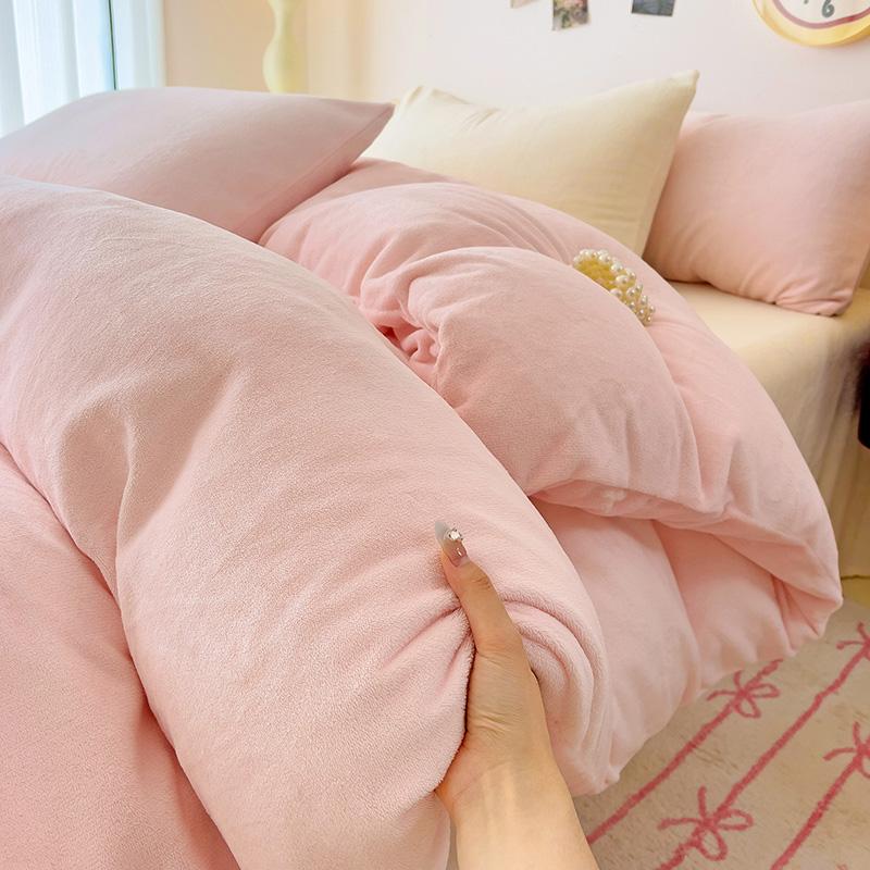Velvet Duvet Cover Solid Color Quilt Cover Skin-friendly Bedding for Winter Comforter Cover Soft Bed Cover