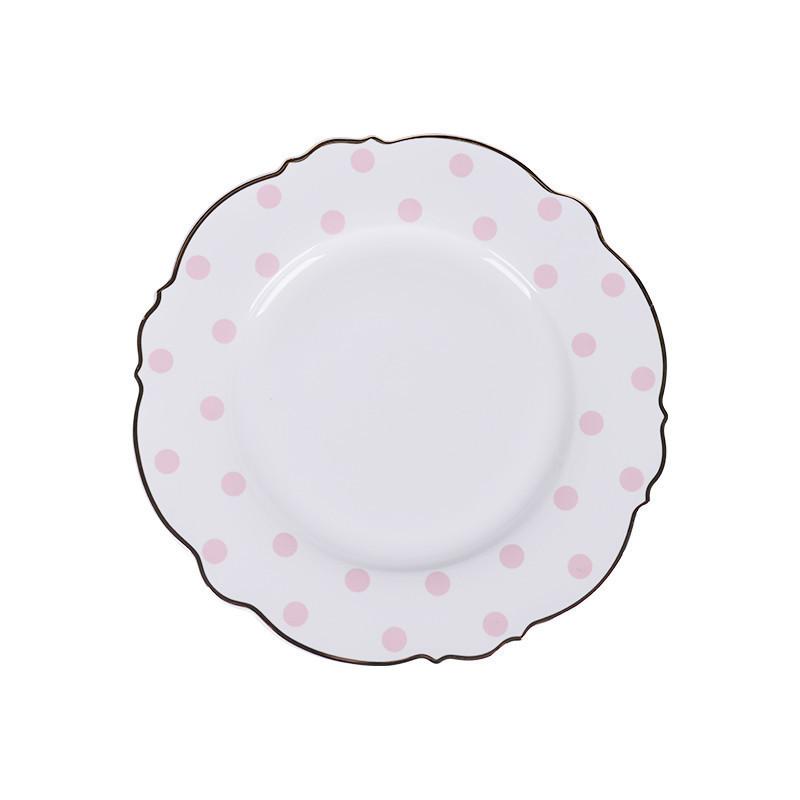 

Brief Tableware Gold Edge Irregular Ceramic Plate Floral Shape Porcelain Steak Salad Dessert Dish Tray Household Dinner Plate 20.8cm