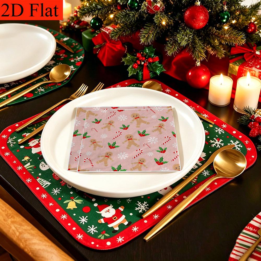 20pcs Disposable Napkins Withgingerbread Man Pattern Print for Wedding,Parties,and Daily Use for Thanksgiving Fall Christmas Table Decoration