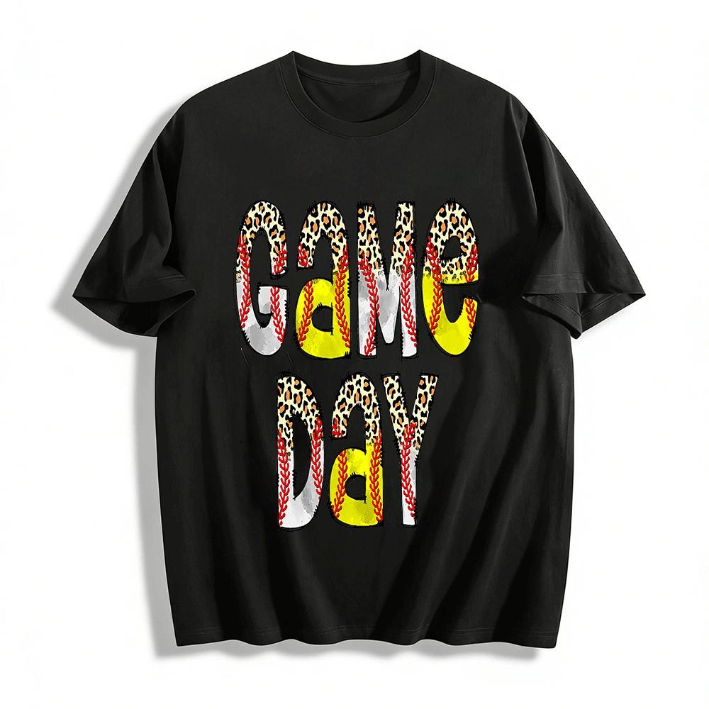 

Leopard Print Baseball Game Day Graphic Casual T-Shirt Pure cotton T-shirt XXS