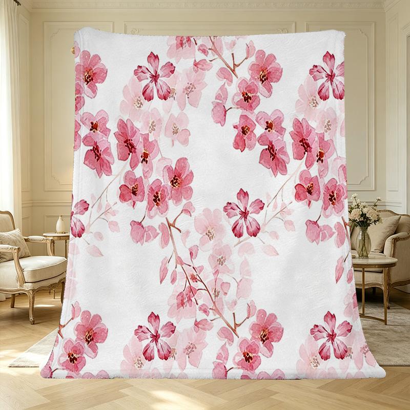 Sakura Flannel Blanket Soft, Plush & Warm Throw, Perfect for Home, Dorm, Halloween & Christmas Decor & Daily Use
