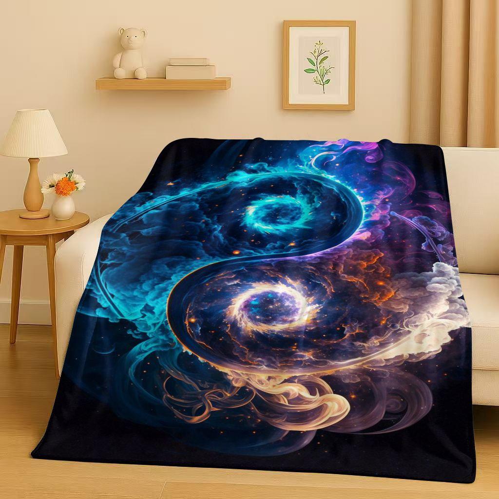 3D Yin Yang Chinese Tai Chi Eight Diagrams Natural Balance Art Flannel Blanket,Soft Plush Throw for Home Bedroom Bed Sofa Cover