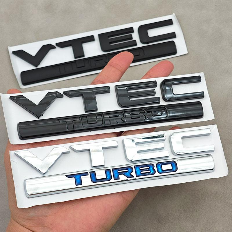 3D ABS VTEC TURBO Car Rear Trunk Sticker Chrome Black Logo Emblem Decal Badge for Honda Civic Accord CRV Auto Accessories QEL1