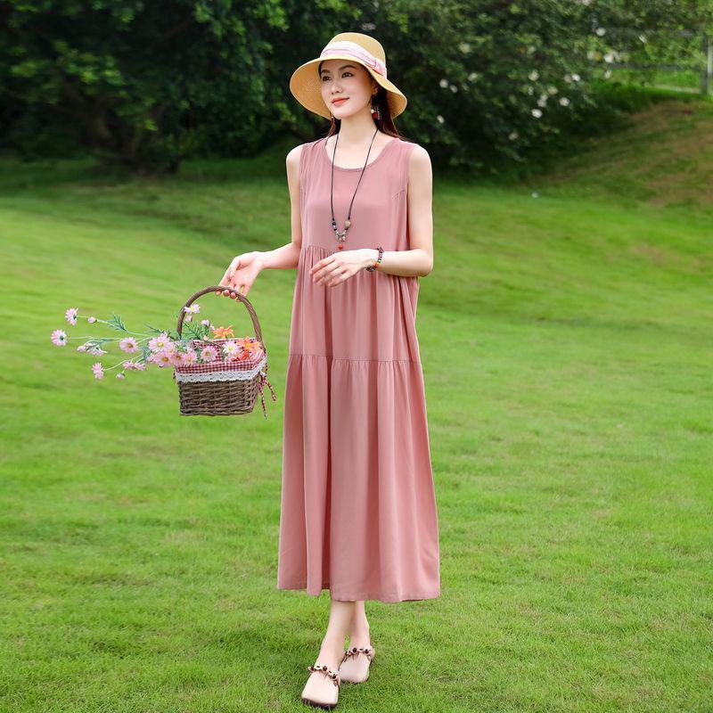 

Элегантное пляжное платье большого размера без рукавов из хлопко-шелка 3XL (130-145 lbs)