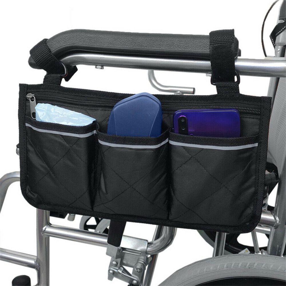 Universal Multi-pocketed Durable Wheelchair Side Bag Armrest Pouch Storage Bag Pocket Organizer