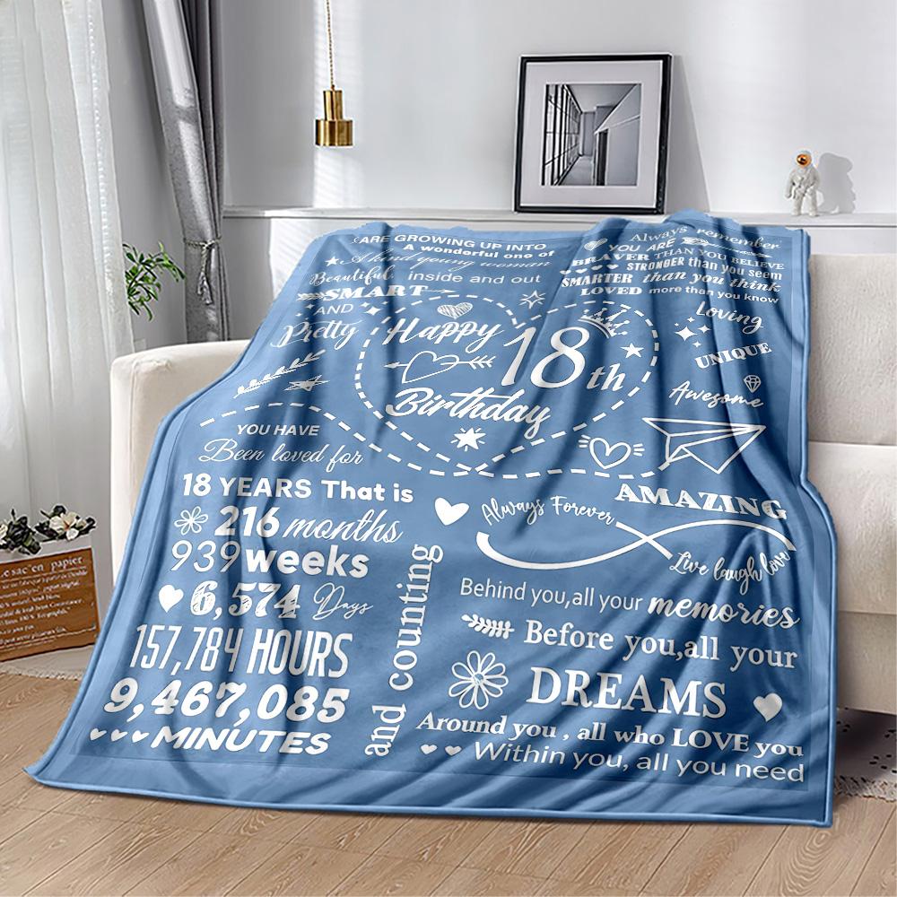 1pc Sweet 18th Birthday Celebration blanket Soft and Warm for Sofa Office Camping Travel Livingroom Great Gift for Friends and Family Comfortable