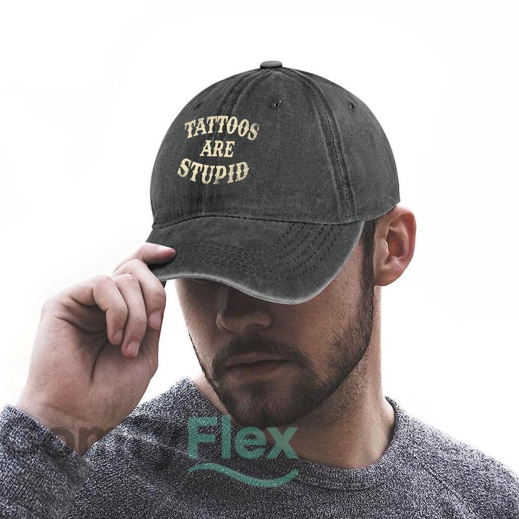 Tattoos Are Stupid Text Fashion Washed Baseball Cap Hat Outdoor Activities