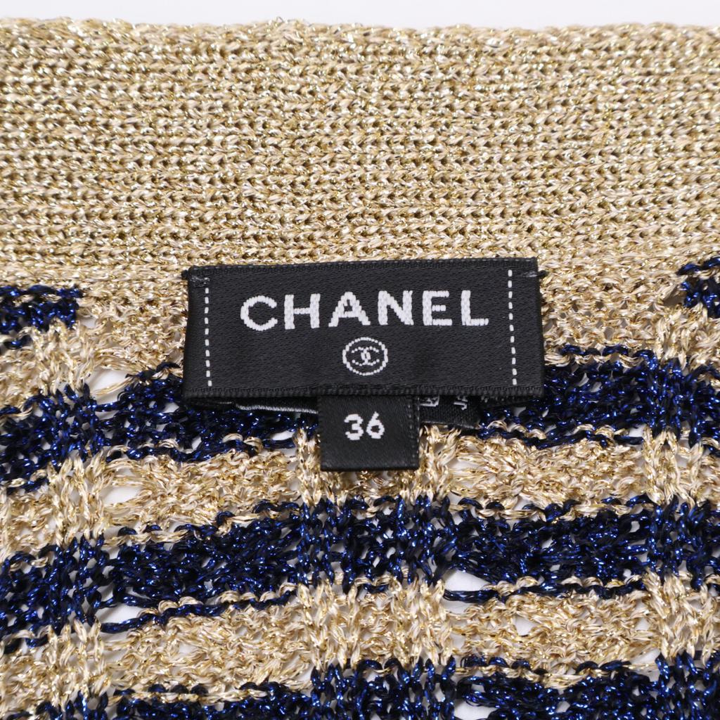 CHANEL [Excellent Condition/Domestically Authorized/24 Stainless Steel] P77141K11152 CC Logo Button Cardigan tops 36 Gold seriesUsed