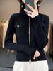 Women's Slim-Fit Stand Collar 100% Pure Wool Sweater - Autumn/Winter Knit Cardigan, Skin-Friendly Base Layer Outerwear