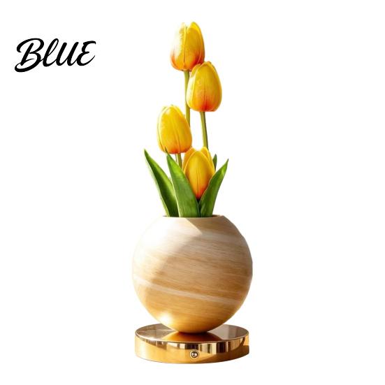 Valentine Day Home Decor Tulip Ceramic Night Light Gradient Color Artificial Flower Table Lamp Rechargeable Housewarming Gift Ideas Touch