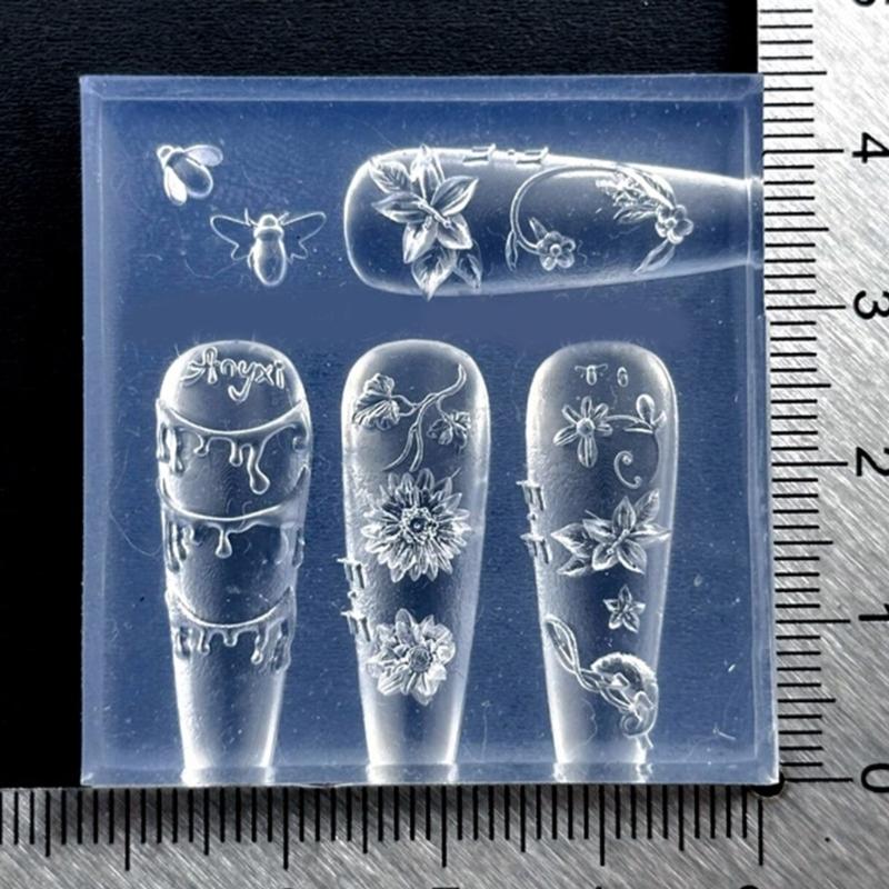 Flexible Silicone Crafting Mould With 3D Embossed Pattern For Nail Art Accessories And Resin Jewelry