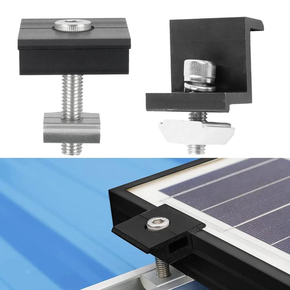 Solar Panel Mount Bracket End Clamp Middle Clamp 30mm/35mm Black PV Solar System Installation Racking Fixing Pressure Block