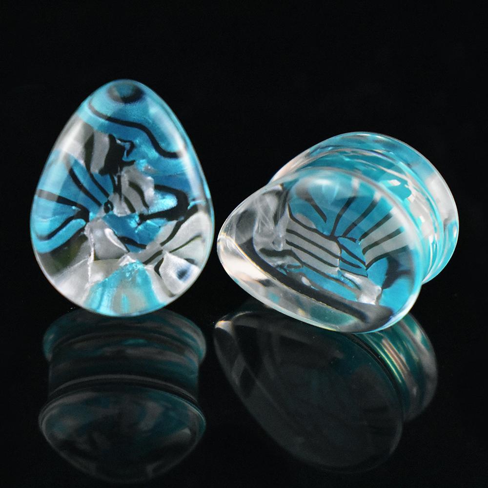 

8-50mm 1 Pair Sexy Leopard Teardrop Double Flared Ear Tunnels and Plugs Ear Piercing Gauge Expander Stretching Tunnels 8mm світло-синій колір