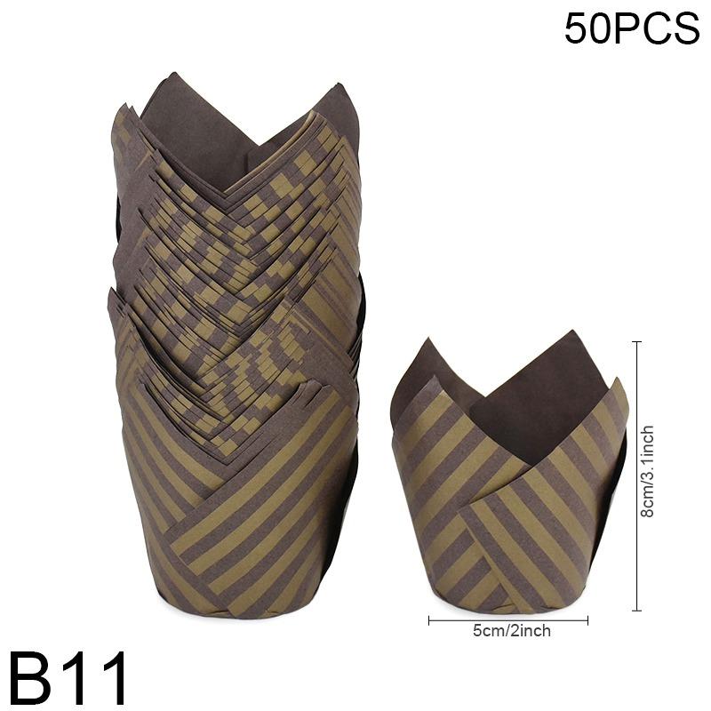 50pcs Newspaper Style Cupcake Muffin Liner Baking Oil Proof Cup Wedding Party Cassettes Tulip Muffin Cupcake Paper Cup Wrapper