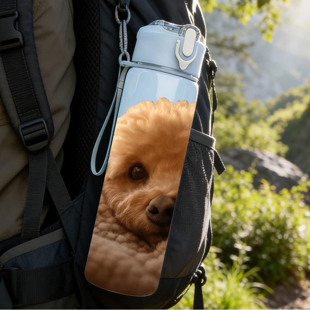 1PC Puppy Buried In Soft Blanket 750ml Color Plastic Sports Water Bottle Leakproof Flip Straw Lid Suitable for Sports Office Home Use