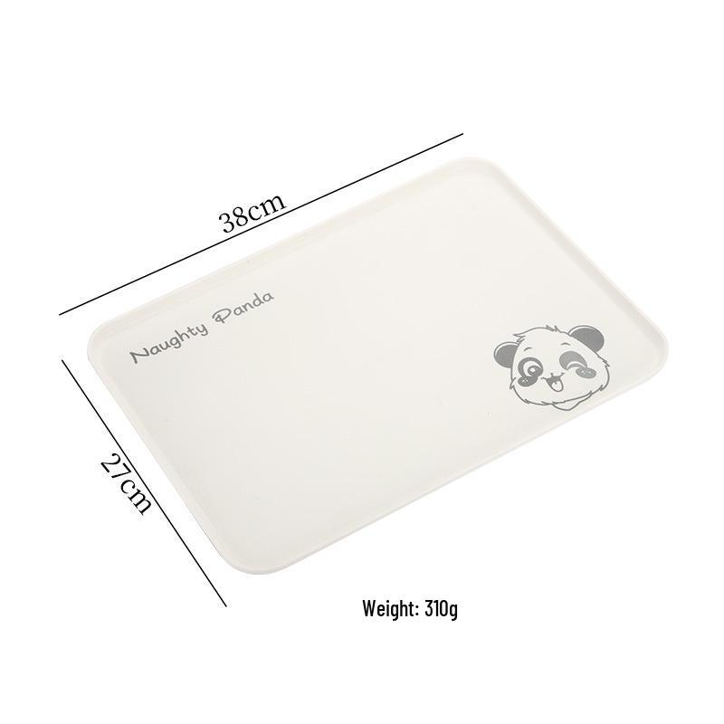 Cream Style Little Bear Rectangular Tea Tray for Cups, Snacks, and Fruits