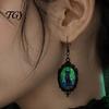 Niche Design Transparent Time Gem Jewelry 1 Pair Halloween Gothic Black Cat Earrings for Women, Vintage Durable Zinc Alloy Retro Dark Punk Style