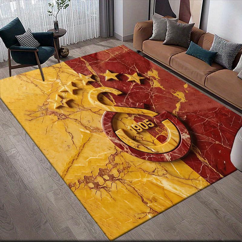 Квадратный ковер с фланелевым узором Galatasaray S.K, Ковер для гостиной, спальни, дивана, игровой комнаты, Нескользящий коврик для пола