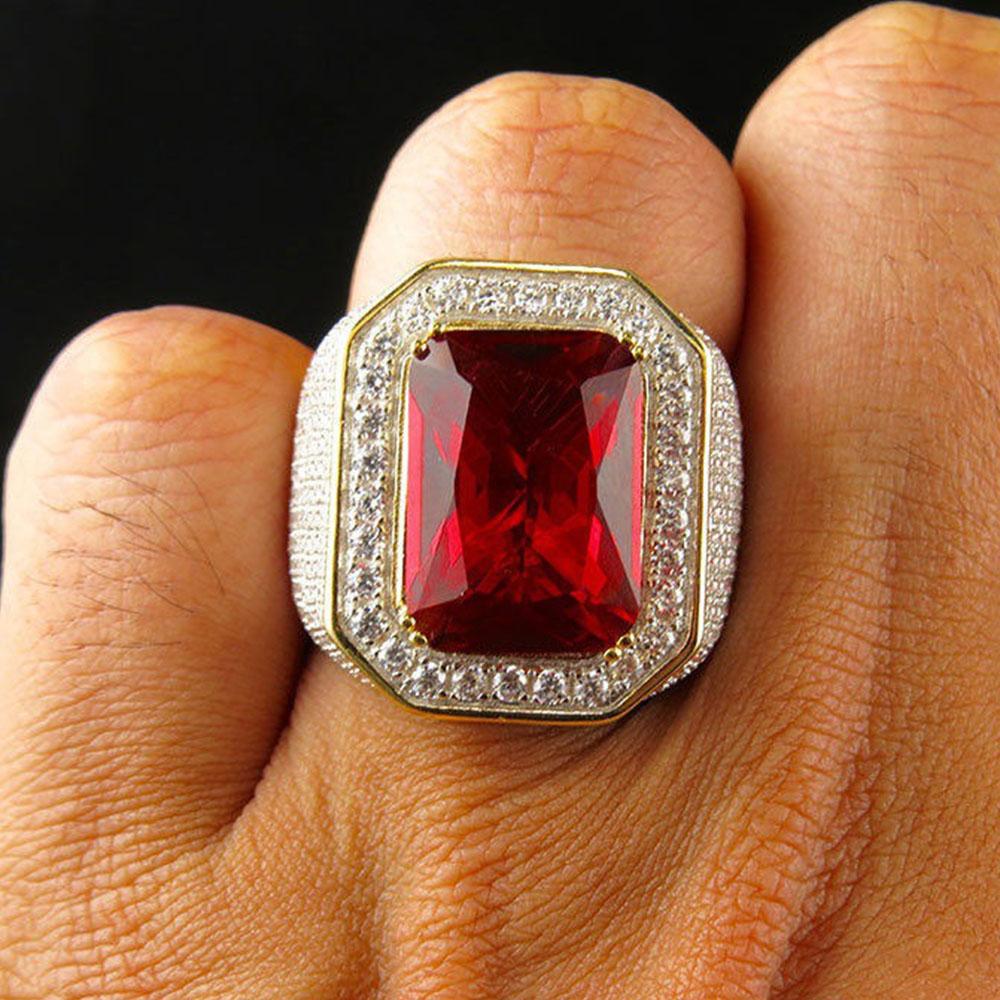 HOYON Dropshop 14K Yellow Gold Color Natural Emerald Ring for Men Green Gemstone AAA Zircon Jewelry Setting Ring Free Shipping