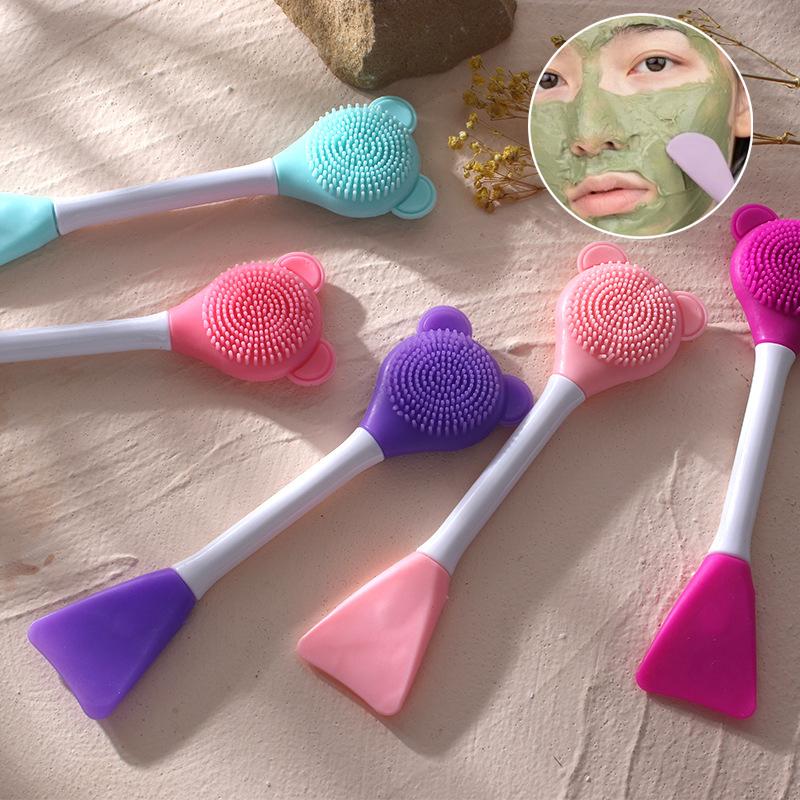 Szczoteczka silikonowa 2 w 1 do oczyszczania twarzy i nakładania maseczek – Dwustronne narzędzie do głębokiego oczyszczania, złuszczania i pielęgnacji porów
