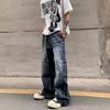 Mens Relaxed Fit Straight Leg Denim Jeans - Washed Vintage Style Lightweight Cotton Blend Low Rise Comfort