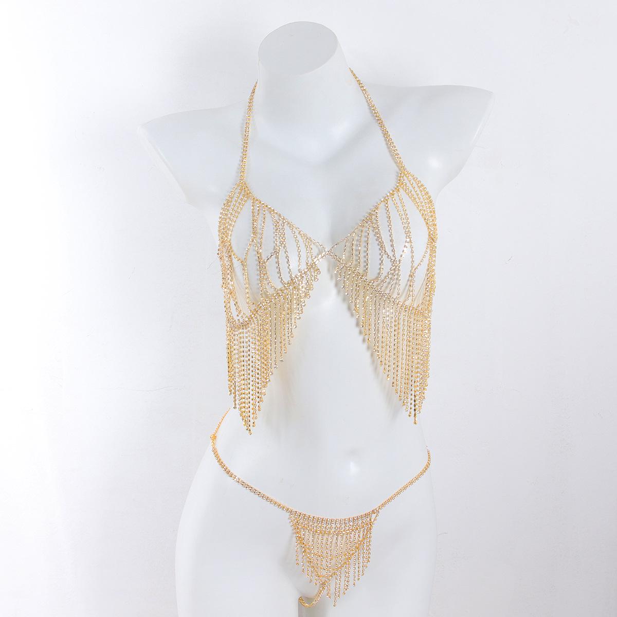 

Стразовое бикини с кисточками-цепочками – Сексуальный аксессуар для вечеринки в ночном клубе для женщин