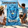 Custom Name Personalized Manchester City FC Print Beach Towel, for Trip Camping Beach Party Home Decor, Birthday Gift for Family & Friends