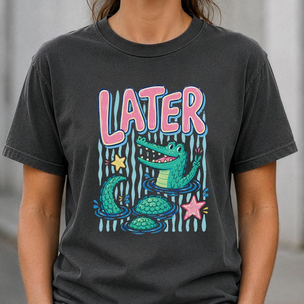 See You Later Alligator Shirt and kids tshirt, Funny Crocodile Tee, Retro Cartoon Animal Pun Unisex T-Shirt and kids tshirt Comfort Colors®