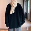 Men's Cable Knit Crew Neck Sweater, Loose Fit, Retro Hong Kong Style, Trendy Casual Knitwear for Autumn and Winter.