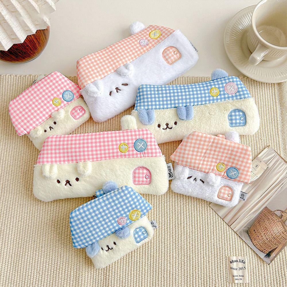 

Plush Pen Bag Large Capacity Pencil Case Creative Coin Purse Student Blue Coin Purse