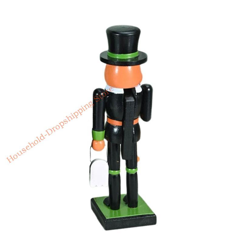 Halloween Wooden Figurine 25cm Seasonal Decor Christmas Nutcracker Figures Statue For Shelves Tables Children's Gifts