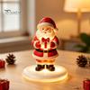 Small Christmas Figures Santa Claus Figurine with Warm LED Light, Glowing Tabletop Night Light Decor, Holiday Desktop Ornament for Home Bedroom Office