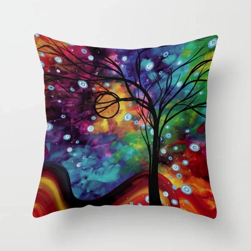 Abstraktes Baummalerei-Muster Dekorative Kissenhülle Auto Sofa Quadratische Kissenhülle