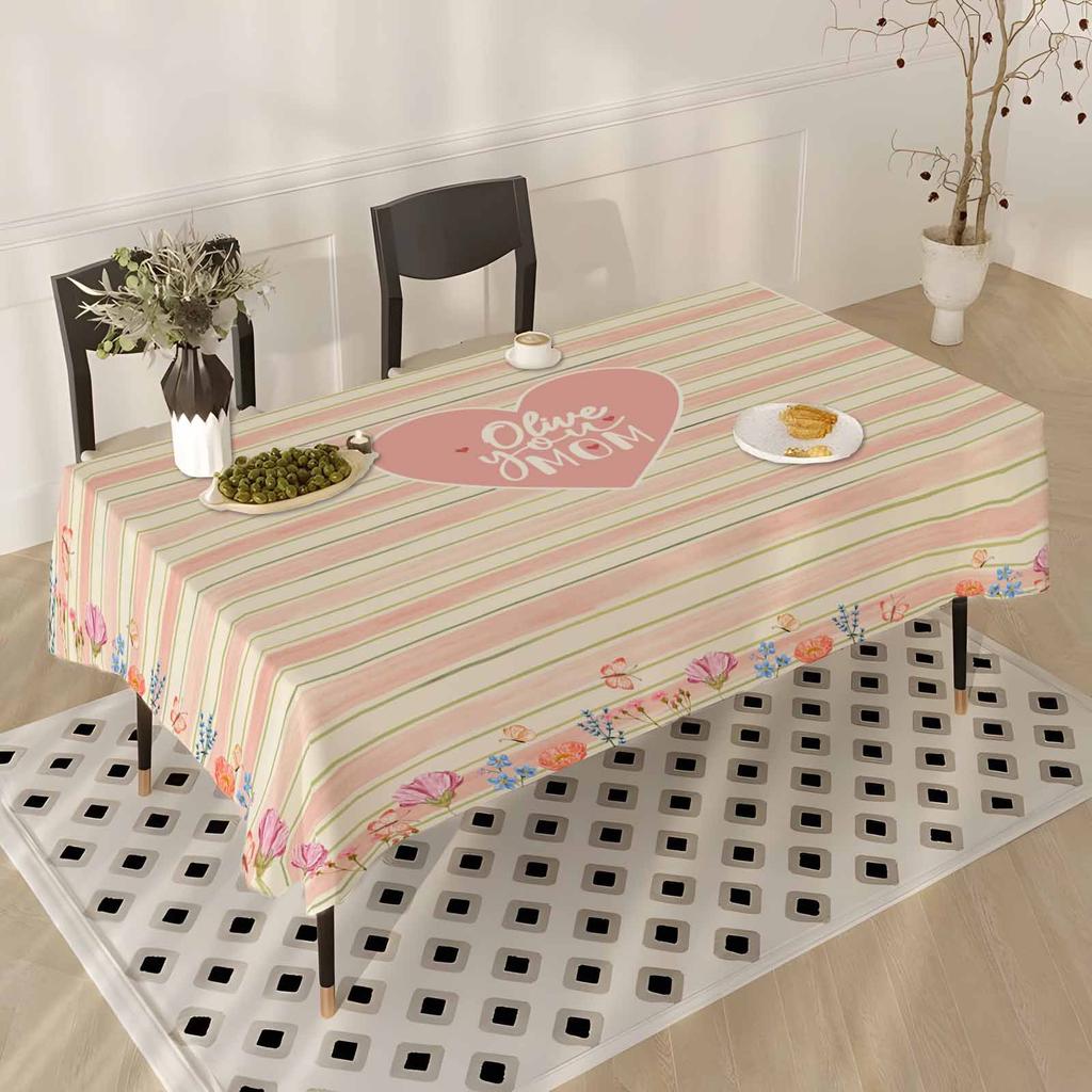 Mother'S Day Tablecloth Flowers Letters Festival Home Restaurant Dust-Proof Beautiful Wear-Resistant Decoration