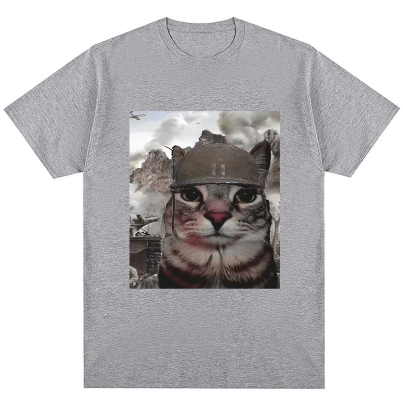 Kočka s pohledem tisíce yardů Vtipné Meme Tričko Humor Styl Vintage Vysoce kvalitní Tričko Muži Ženy Oversized Ležérní Streetwear