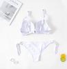 Women's Swimsuit Solid Color Underwire Hard Cup Sexy Side Ties Bikini Set Beachwear Bathing Suits