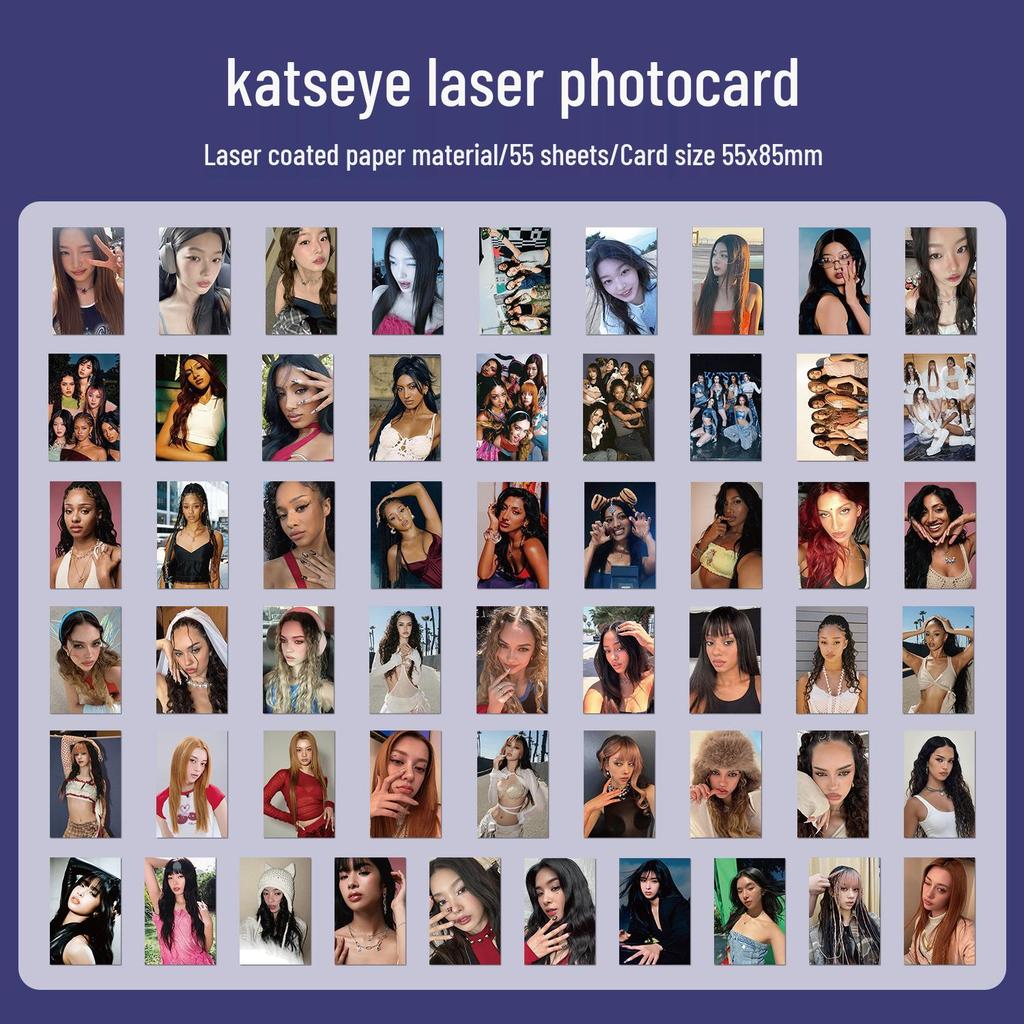 55 Katseye Laser Photocards: Korean Girl Group Photo Album Fan Merchandise