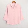 Womens Button Down Shirts 3/4 Sleeve Casual Collared Shirt Loose Blouses Solid Color Tops With Pocket
